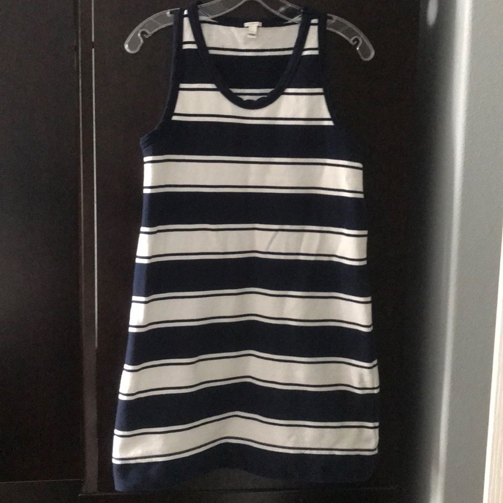 j.crew navy and white stripe tank dress